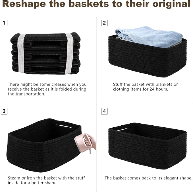 3 Pack Small Storage Baskets for Organizing, Cute Woven Decorative Gift Baskets - Image 7