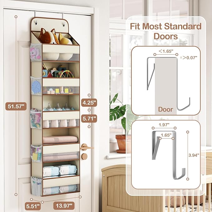 LAMU 5 Tier Over the Door Organizer Hanging, 5 Large Pockets and 10 Side - Image 2