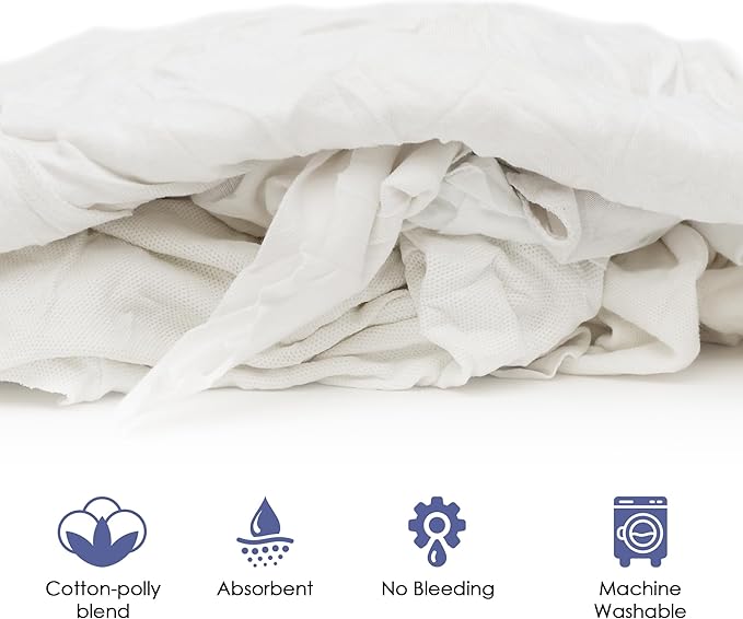 Huck & Terry White T-Shirt Bag of Rags, 100% Recycled Material, Cotton Blend - Image 5