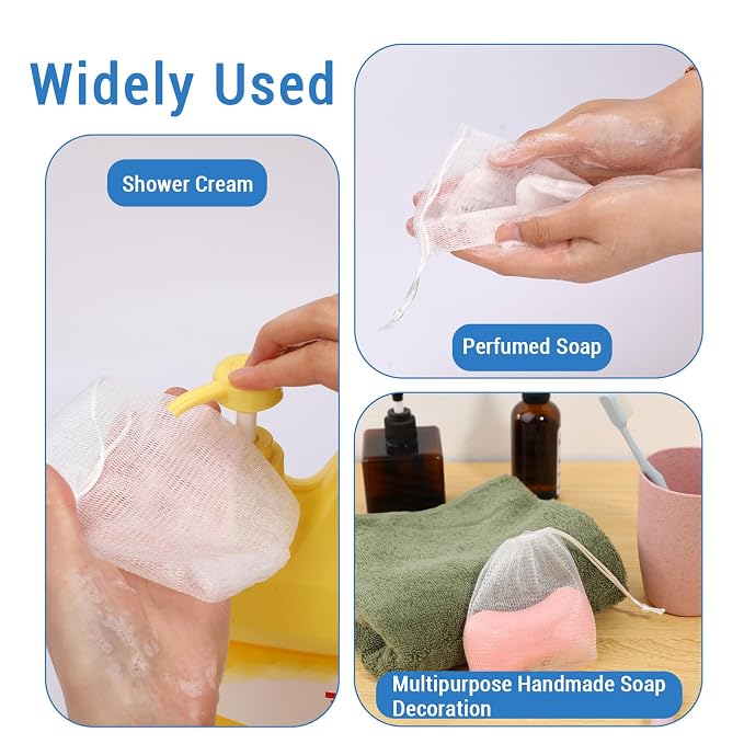 Mozeat Lens 20 PCS Exfoliating Mesh Soap Saver Pouch Bag Mesh Soap Bag Handmade - Image 7