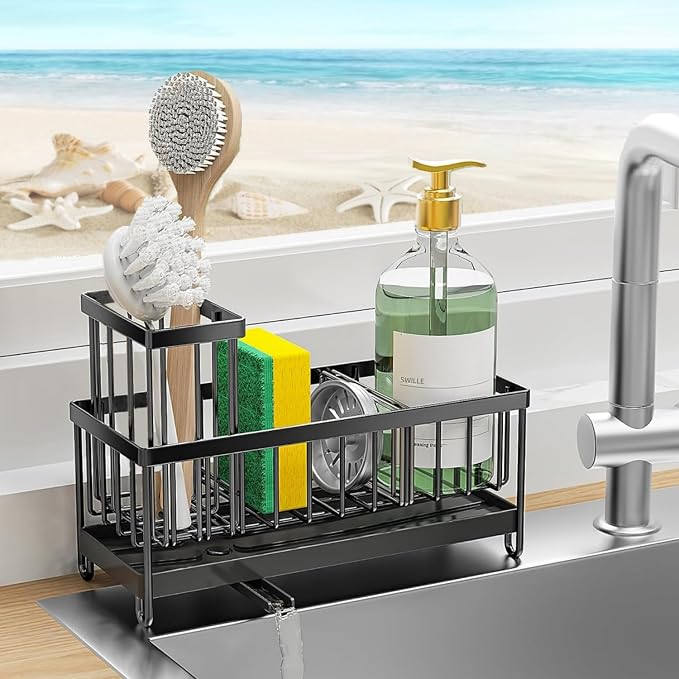 Sponge Holder for Kitchen Sink, Stainless Steel Sink Caddy by SWILLE