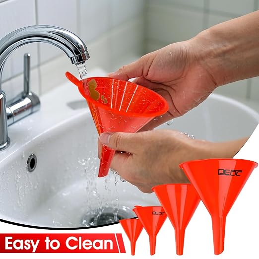DEDC Oil Funnels Plastic Set for Car Automotive Kitchen Mini Small Large Red - Image 7