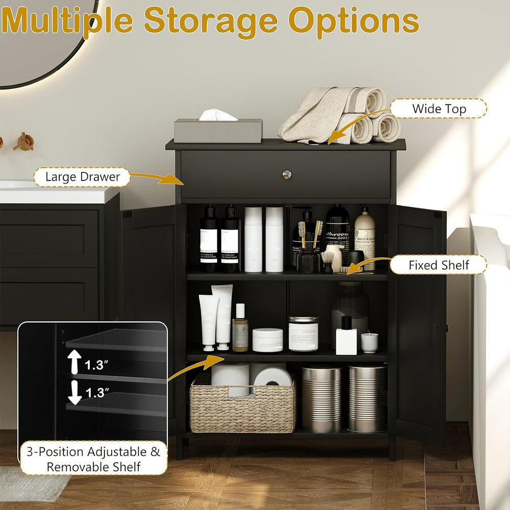 COSTWAY Bathroom Floor Storage Cabinet, Freestanding Storage Unit
