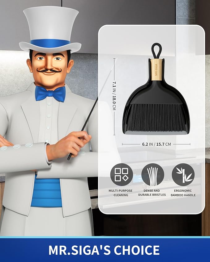MR.SIGA Mini Dustpan and Brush Set, Portable Cleaning Brush and Dustpan Combo - Image 2