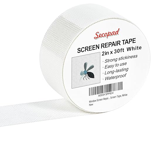 White Window Screen Repair Tape, 2 in X 30 FT Kit by Secopad