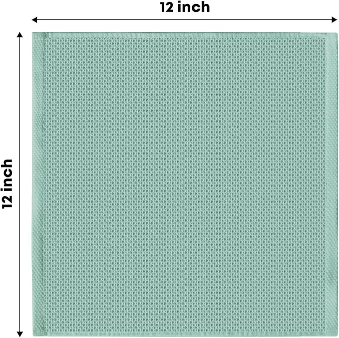 Artoid Mode 100% Cotton Light Green Waffle Weave Kitchen Dish Cloths, 12x12 - Image 6