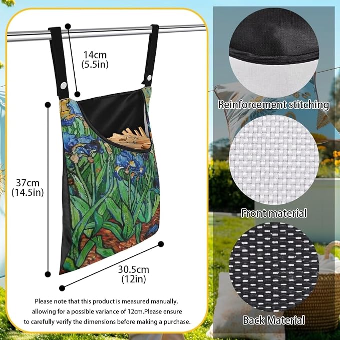 Floral Print Clothespin Organizer Bag Fashion Clothespin Storage Organizer - Image 6
