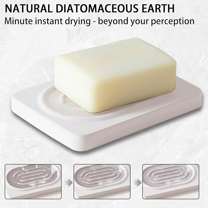Diatomite Soap Dish for Kitchen Organizer, Quick Dry Sink Caddy Holder for - Image 2