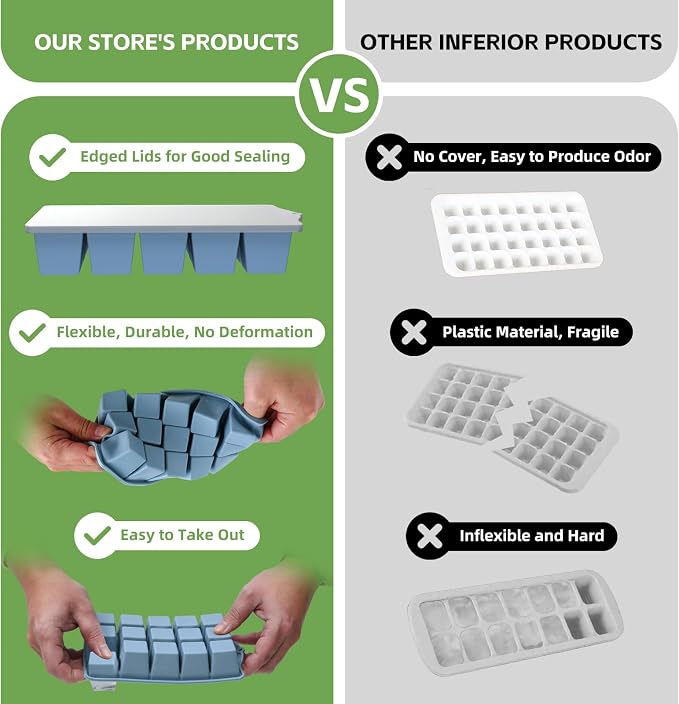 Silicone Ice Cube Tray, 2 Pack Easy-Release Stackable Ice Trays - Image 6