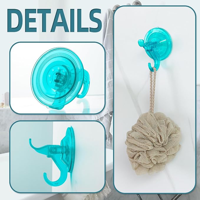 Antimbee Suction Cup Hooks, 5 Pack Shower Wall Suction Cup Hangers, Heavy Duty - Image 2