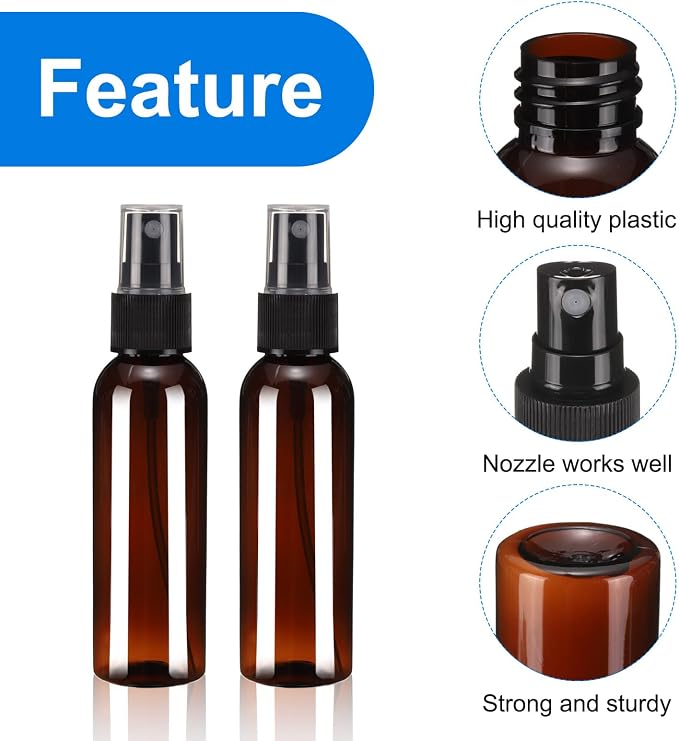 uxcell 20 Pack Spray Bottles, 2Oz/60ML Reusable Clear Empty Mist Plastic Mini - Image 3