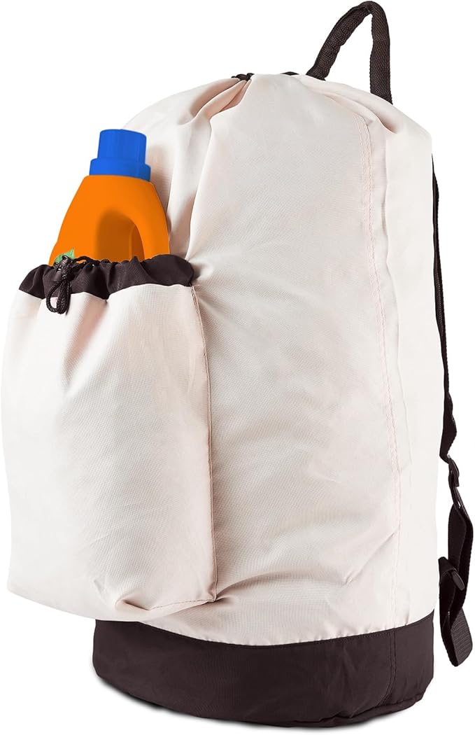 Laundry Bag Backpack with Shoulder Straps and Detergent Holder Clothes by Seiritex