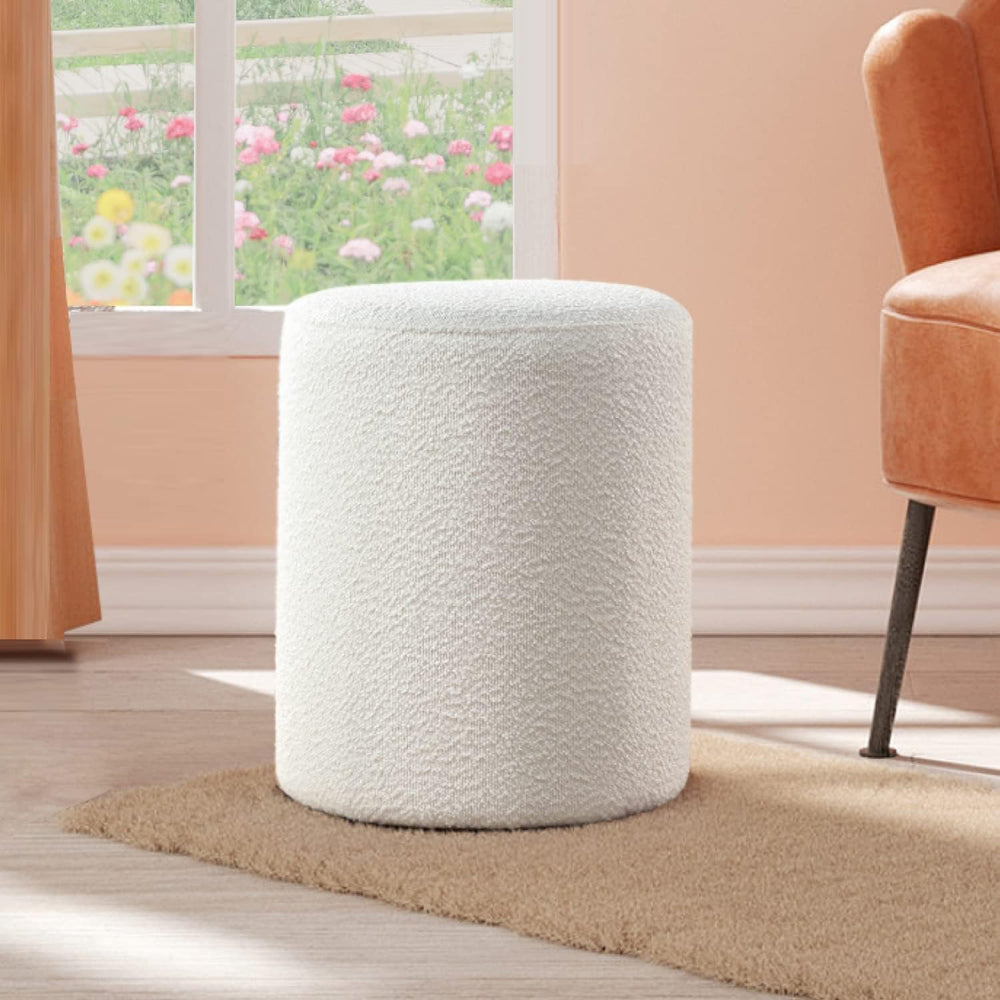 Get Set Style Modern Round Ottoman with Soft Padded Seat, Multifunctional Van...