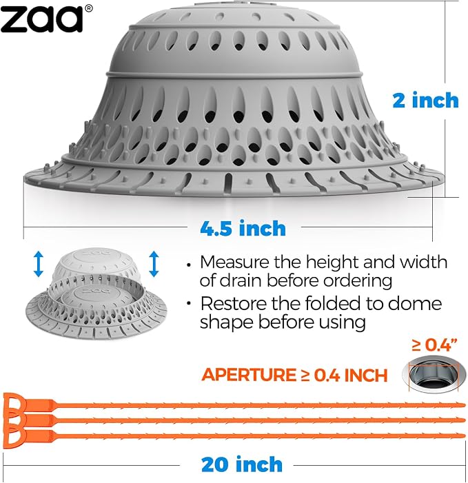 zaa 5 Pcs Bathtub & Shower Drain Hair Catcher, 2 Pack Silicone Collapsible - Image 6