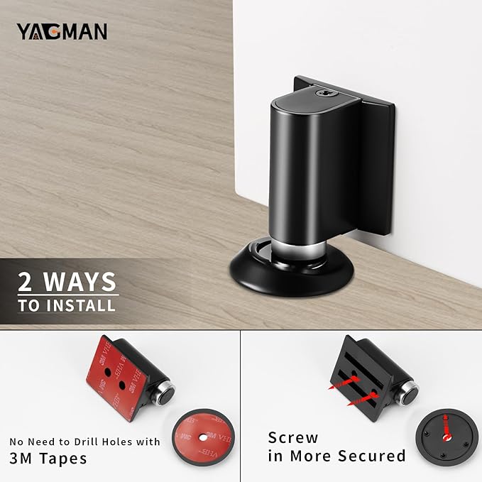 2 Pack Magnetic Door Stoppers Retractable Bottom of Door Holder No Drilling - Image 5