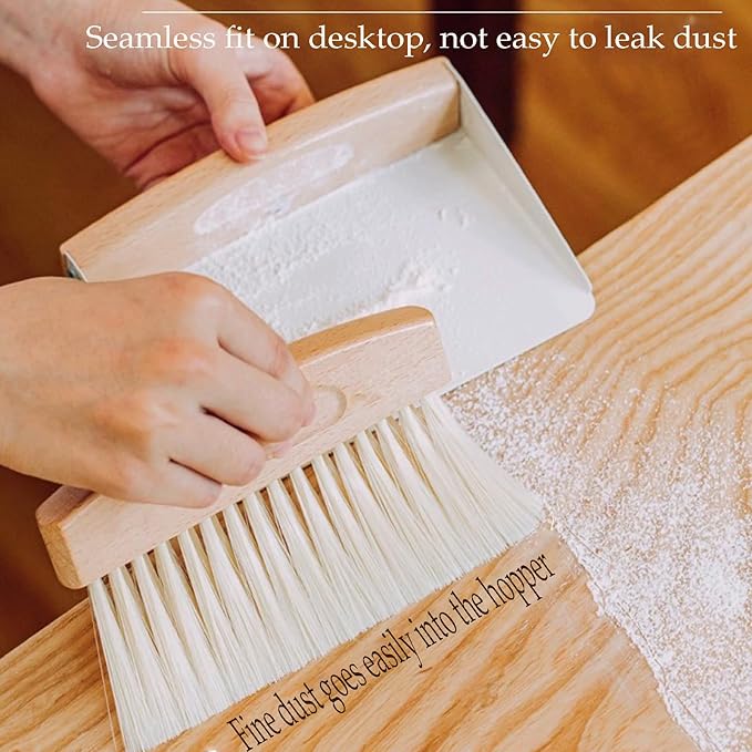 Mini Broom and Dustpan Set Small Metal Dustpan and Brush Set Hand Whisk Broom - Image 2
