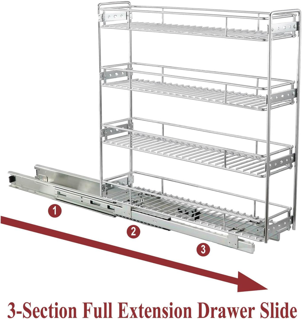 OCG 4-Tier Pull Out Kitchen Cabinet Spice Rack Holder Shelves (5" W x 21...