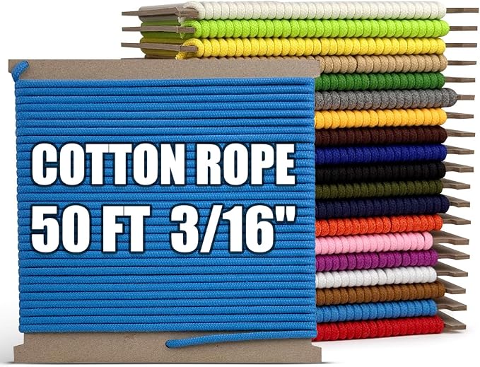 PerkHomy 500lb Cotton Rope 3/16" 50 ft Multi Purpose Utility Diamond Braided by PerkHomy