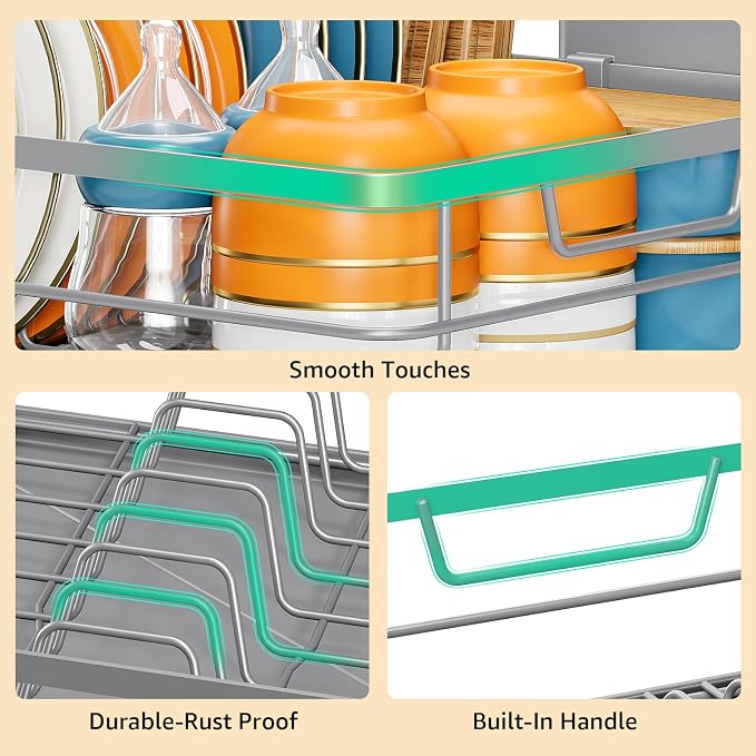 Dish Drying Rack for Kitchen Counter, Space-Saving Dish Rack, Sink Kitchen - Image 6
