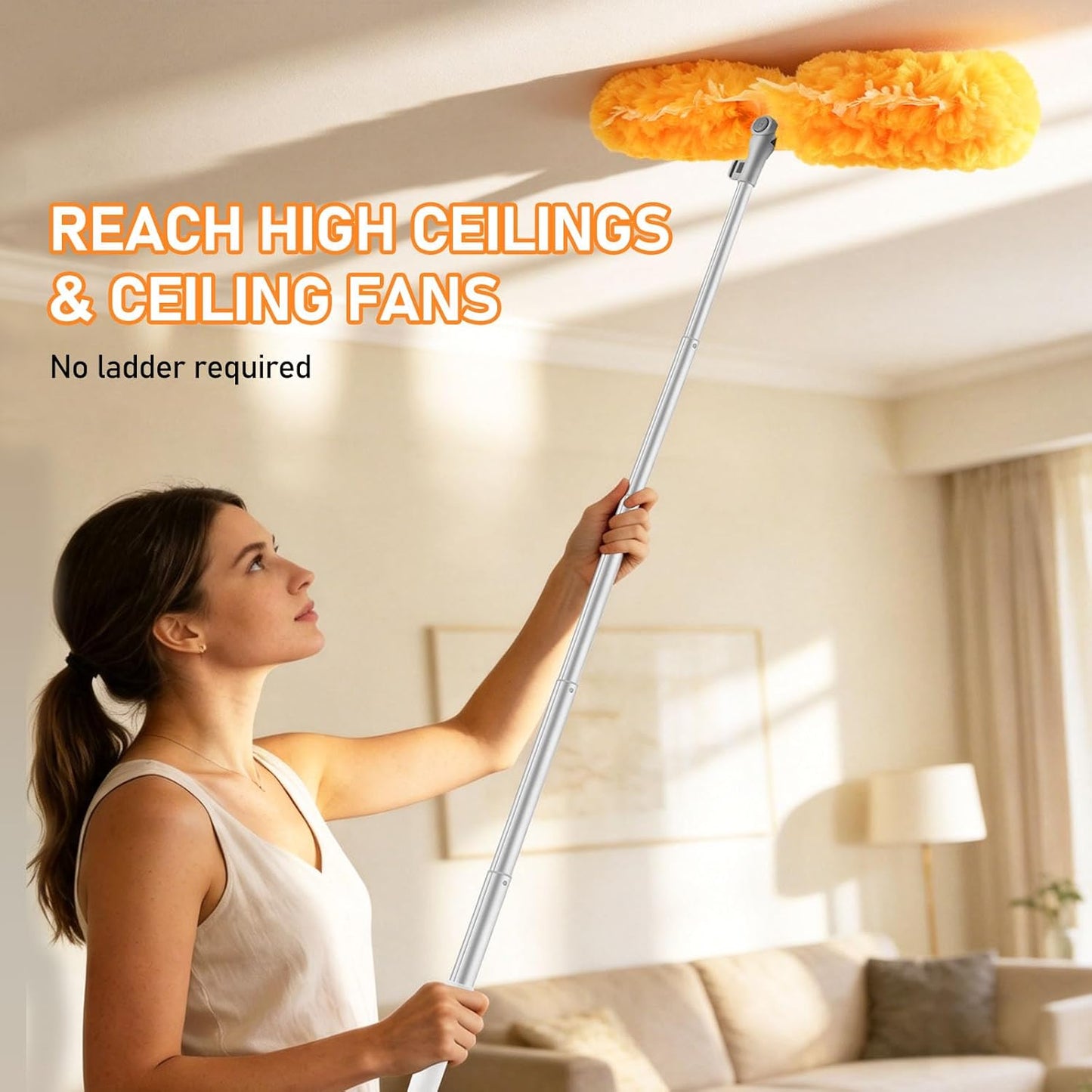 SetSail 6 ft Extendable Duster Handle with 20 Refills, Compatible with Swiffer Dusters for Cleaning Disposable Duster Refill Multi Surface 360° Duster Cleaner Kit for Ceiling Fan, Blind, Furniture