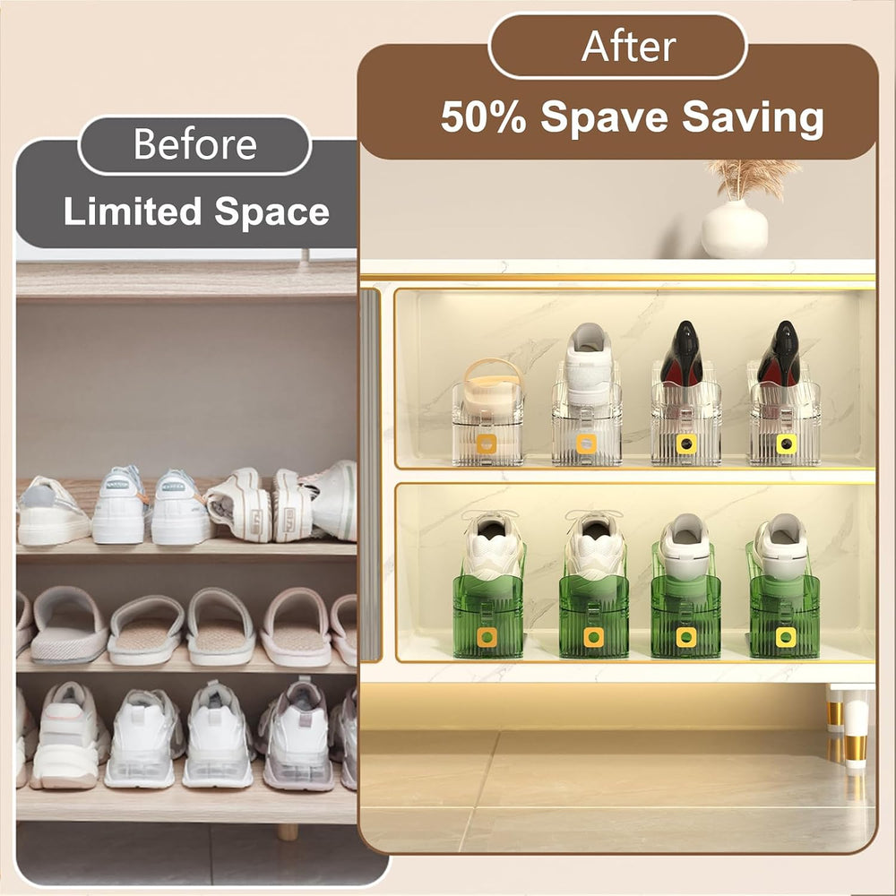12 Pack Shoe Slot Organizers Clear Shoe Stacker Organizer for Closet Shoe Hol...