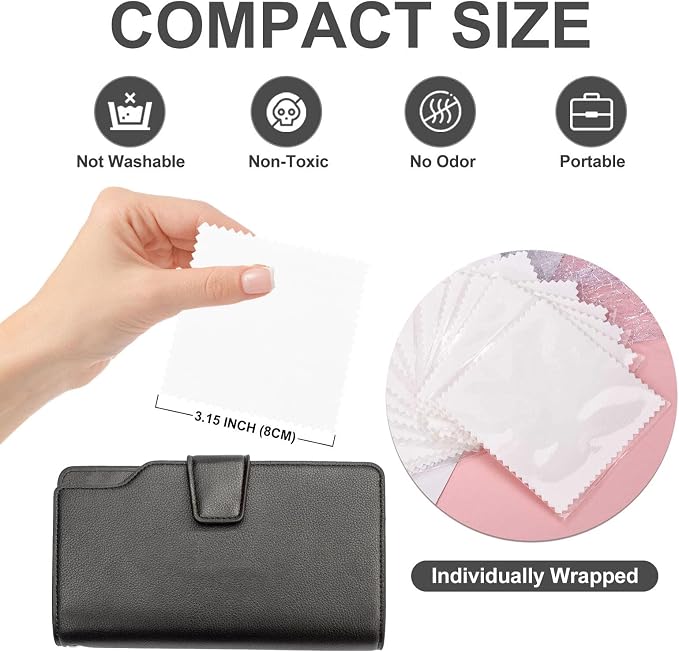 SEVENWELL 100pcs Jewelry Cleaning Cloth White Polishing Cloth - Image 2