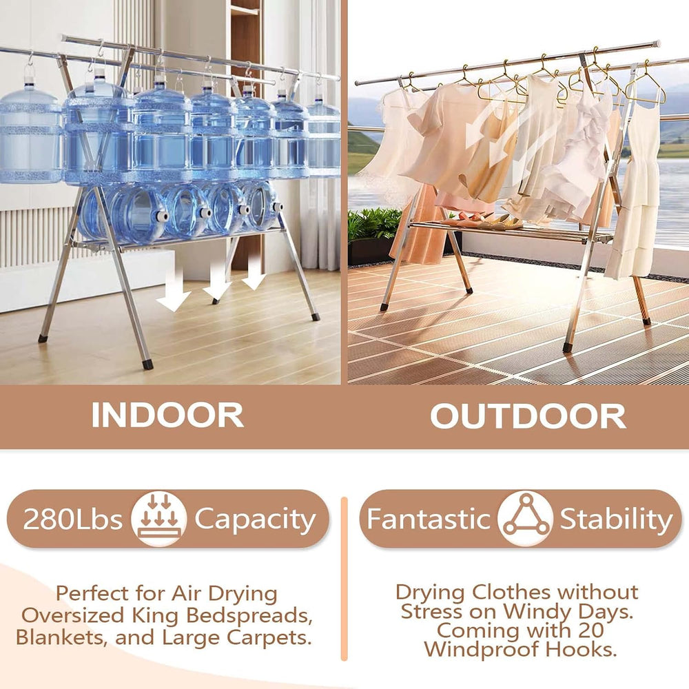 JAUREE Clothes Drying Rack 2 Tiers, Heavy Duty Drying Rack Clothing Folding I...