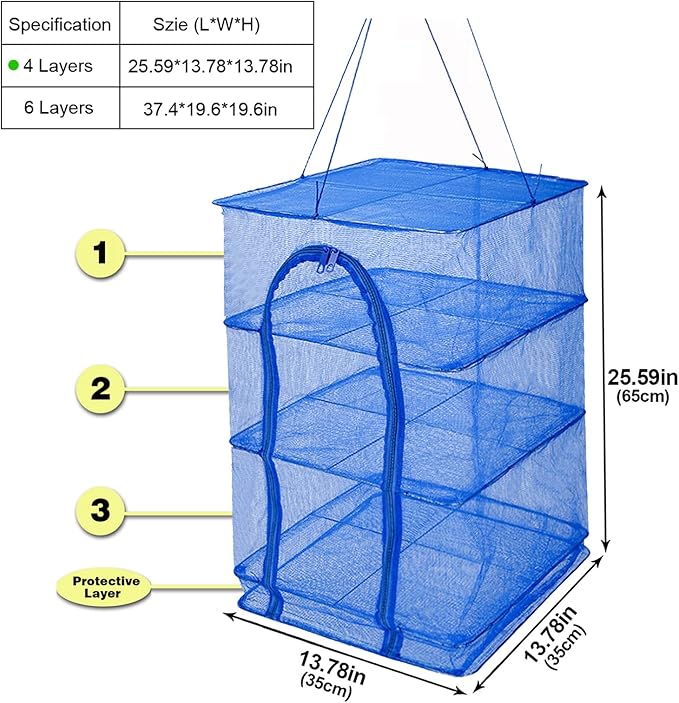 Drying Rack 4 Layers Folding Mesh, Foldable Nylon Netting, Hanging Drying Net - Image 7