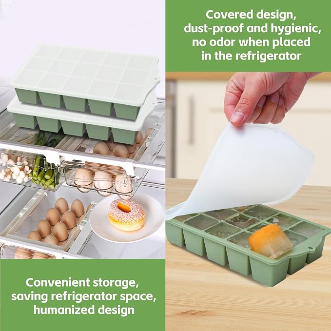 Silicone Ice Cube Tray, 2 Pack Easy-Release Stackable Ice Trays - Image 5
