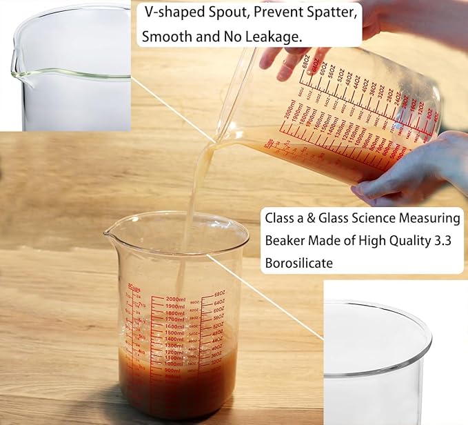 3 Piece Glass Measuring Cup Set, Includes 2-Cup, and 8-Cup High Borosilicate - Image 5