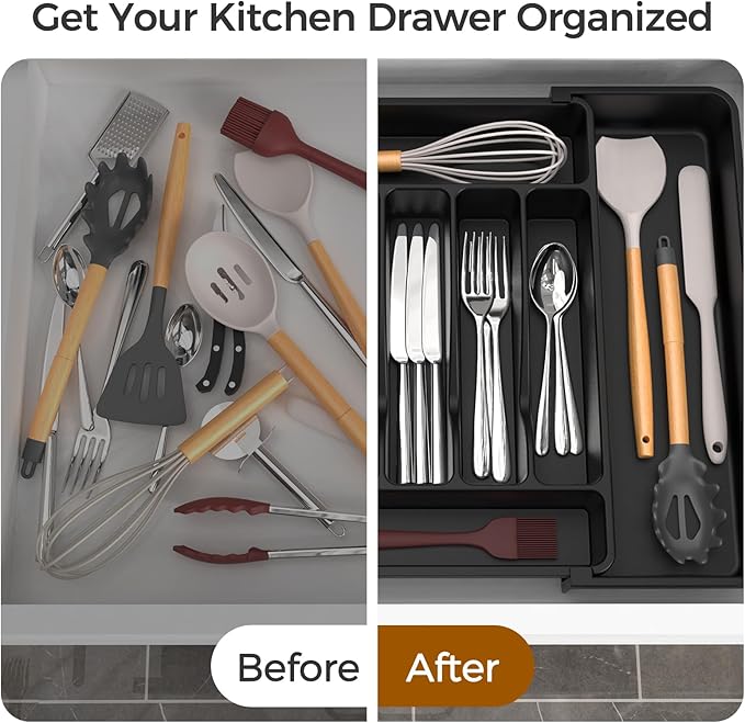 Extra Large Expandable Silverware Organizer, BPA-Free Food-Safe Cutlery - Image 6