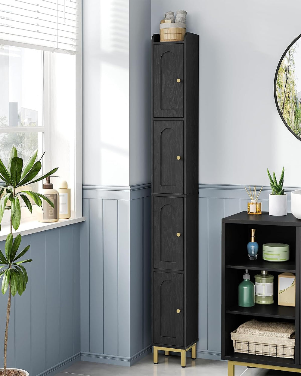 Hzuaneri 4-Tier Narrow Tall Storage Cabinet