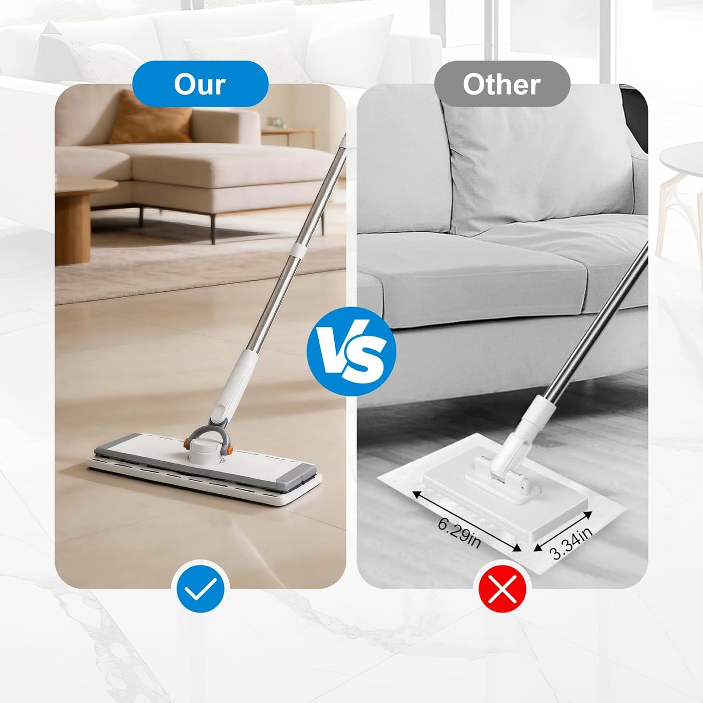 Snap Grip Mini Mop, No Wash Lazy Sweeper Mops, Zero Touch Disposable Dust Mop Compatible with Swiffer Wet/Dry Pads Click Cloth Change Wet/Dry Pads, Dust Mopping for Hardwood, Tile, Floor