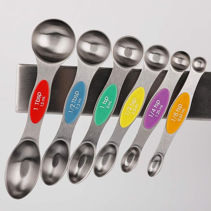 Magnetic Measuring Spoons Set Stainless Steel Stackable Dual Sided Teaspoons - Image 8