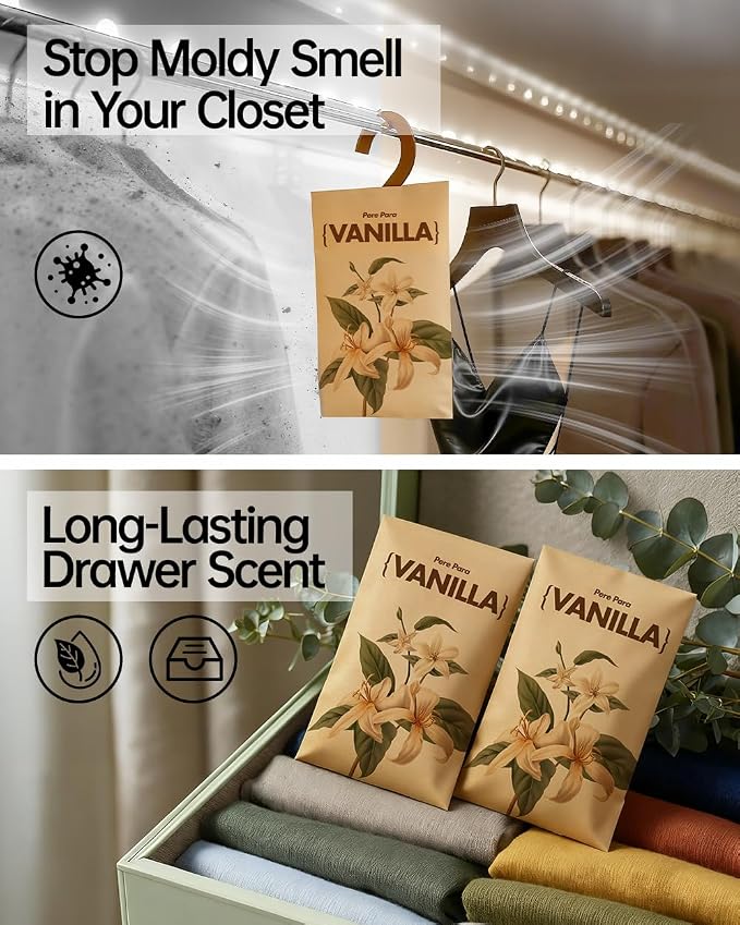 12 Packs Vanilla Walk in Closet Scent sachets, 【Deodorizer - Image 2