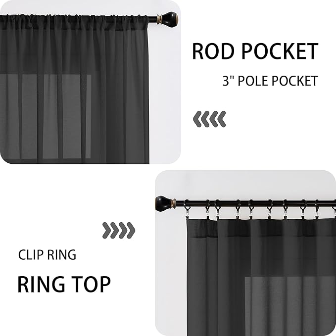 Tollpiz Sheer Door Curtains Closet Linen Textured Curtains Sheer Doorway Light - Image 5