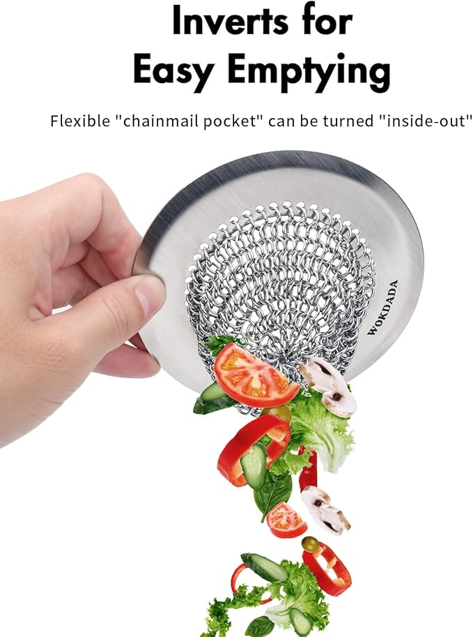 Sink Drain Strainer: Anti-Slip Flexible Chainlink, 304 Stainless Steel. - Image 4