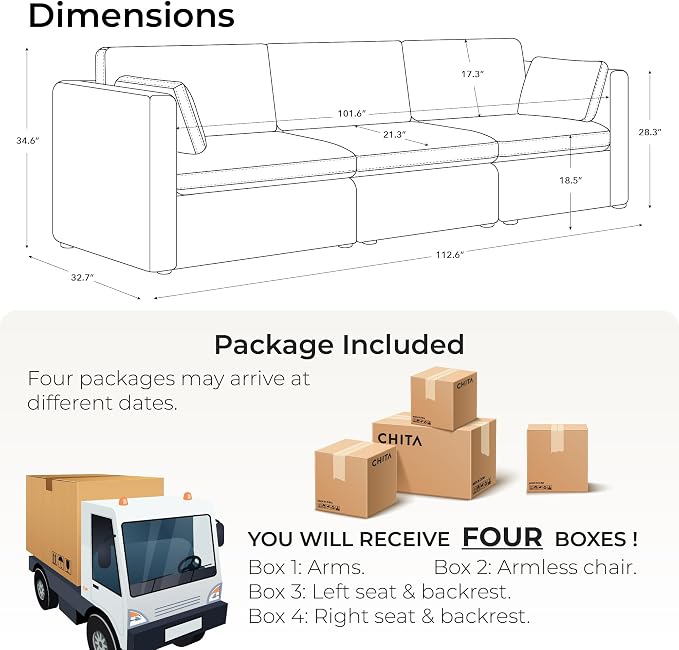 CHITA Oversized Modular Sectional Convertible Fabric Sofa Set, FSC Certified - Image 2