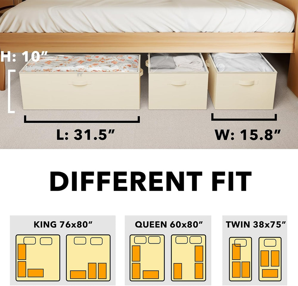 SpaceAid 3 Pack 10" High Under Bed Storage Containers, Large Underbed St...