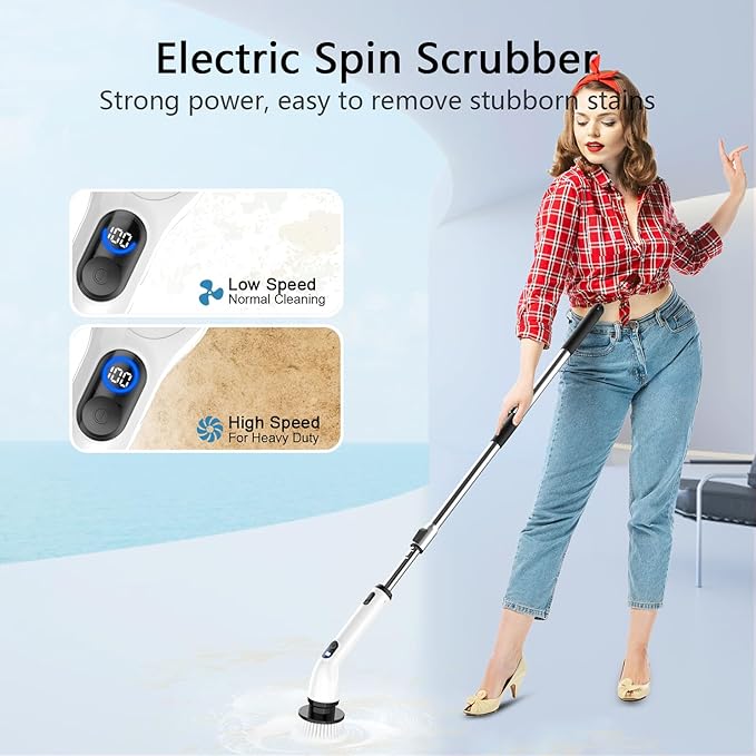 TUYU Electric Spin Scrubber, Full-Body IPX7 Waterproof Bathroom Scrubber - Image 2