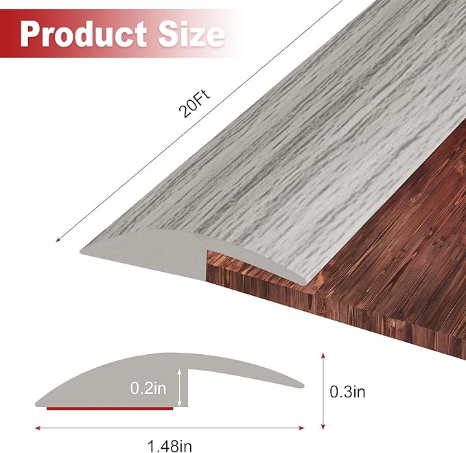 20Ft Carpet Floor Transition Strip, Self Adhesive Floor Edging Trim Strip - Image 2