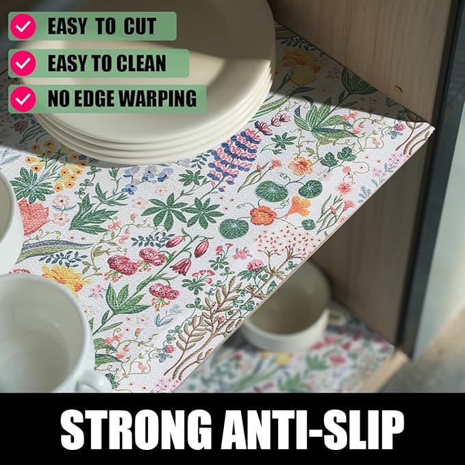 Floral Shelf Drawer Liners, 16IN x 10FT Non Adhesive and Strong Non-Slip - Image 2