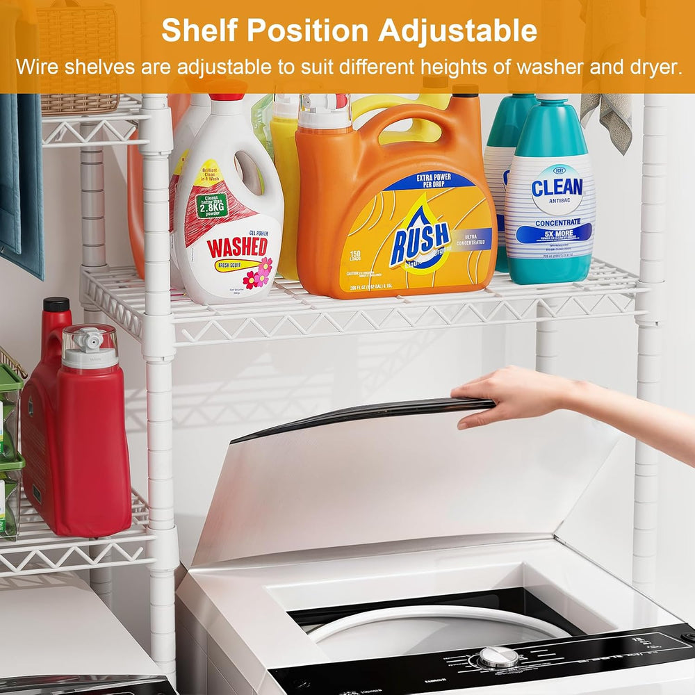 ULIFHOME U14 Over Washer and Dryer Storage Shelves, 4 Tiers Laundry Room Stor...