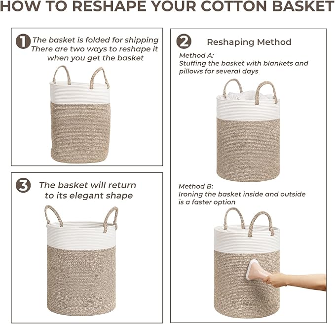 INDRESSME Tall Wicker Laundry Basket, Large Woven Clothes Hamper - Image 7
