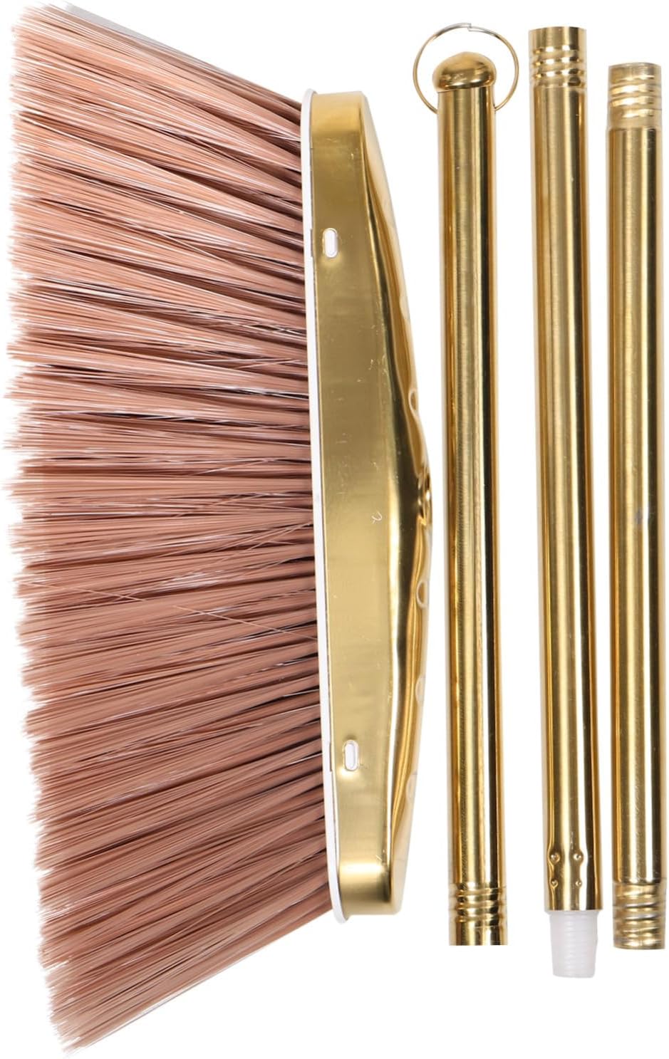 MAGICLULU Golden Stainless Steel Dust Broom Weather Resistant and Moistureproof Material with Detachable Handle Sturdy Hardwood Floor Sweeper for Indoor and Yard Floor Cleaning for House