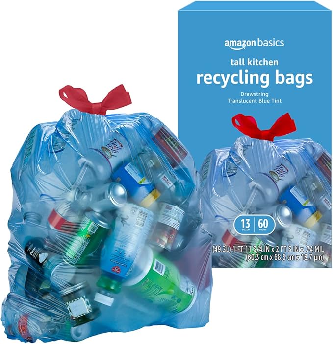 Amazon Basics Blue Recycling Trash Bags, 13 Gallon - Image 2