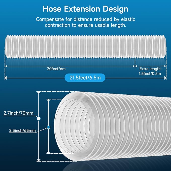 Hon&Guan 2 1/2" x 20' Dust Collection Hose, Flexible Clear Odorless PVC Dust - Image 5