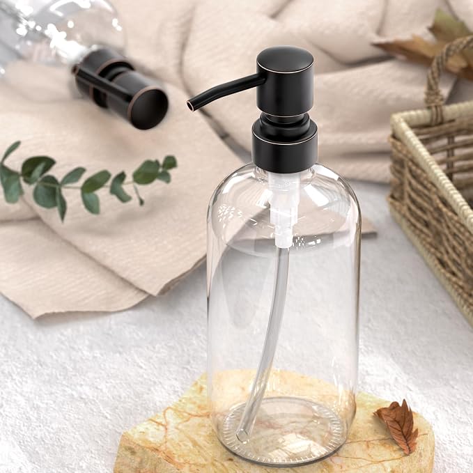 AmazerBath Glass Soap Dispenser, 17 Oz Bathroom Hand Soap Dispenser Bottle - Image 4