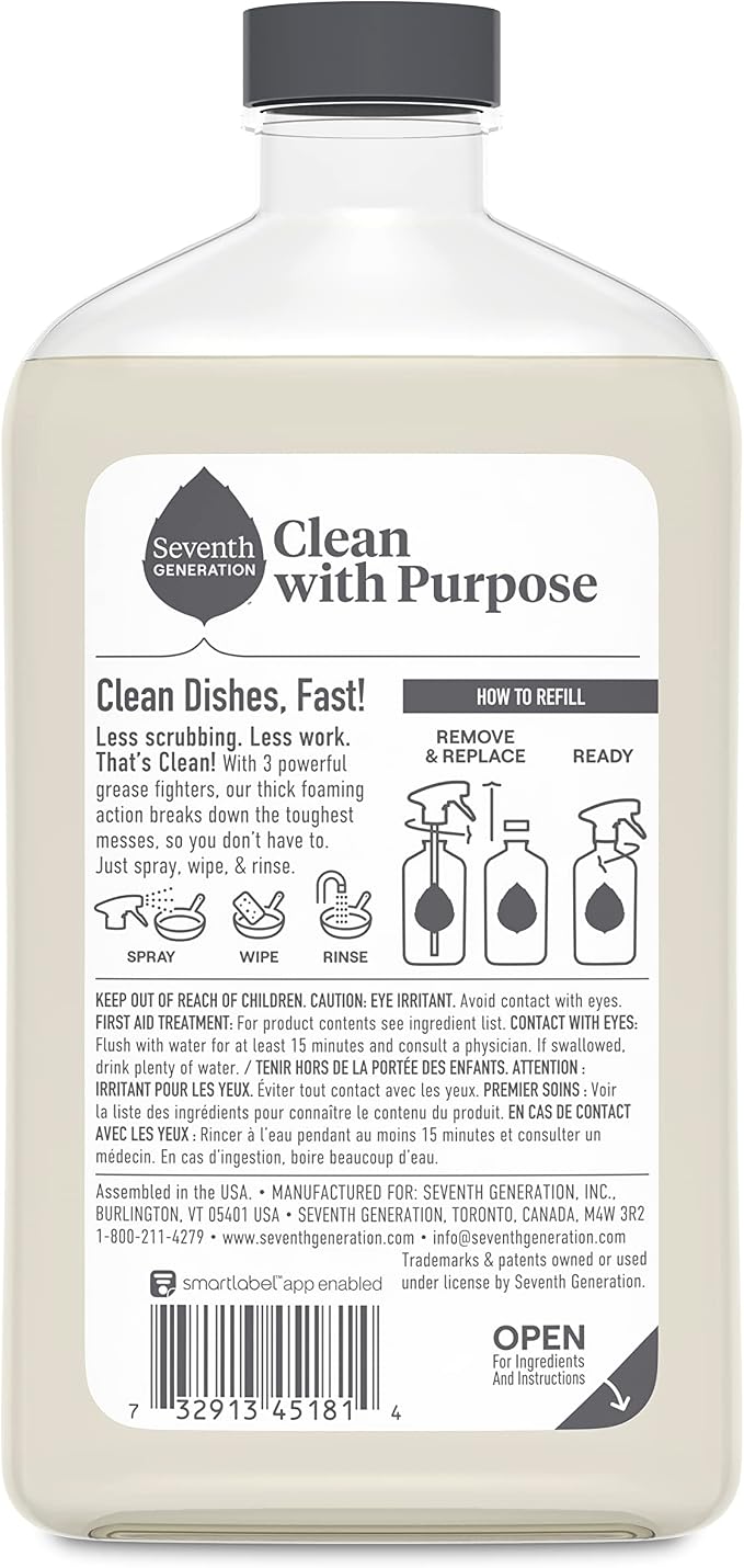 Seventh Generation Foaming Dish Spray, 3 Refills and 1 Sprayhead, 16 Fl Oz - Image 2