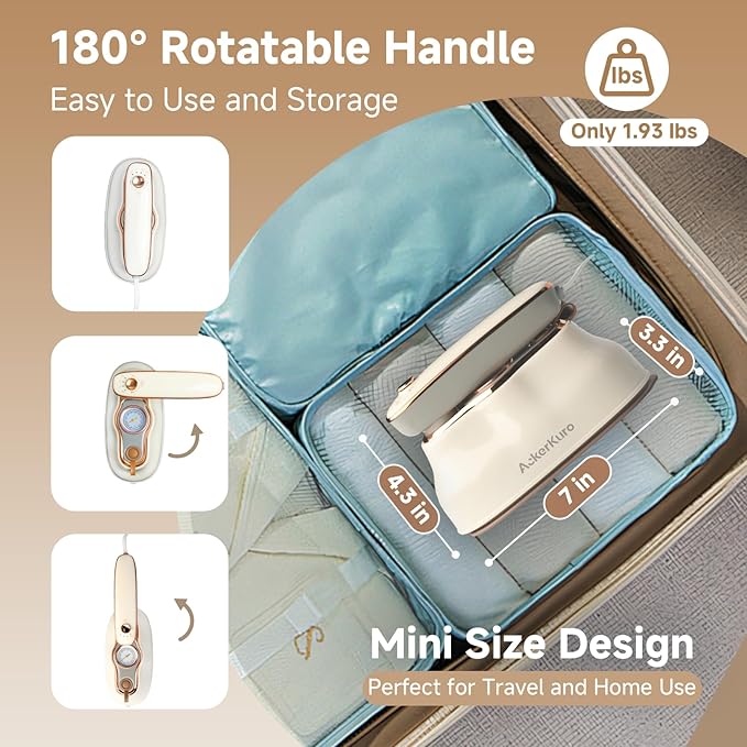 Travel Steamer for Clothes, 1200W Portable Handheld Mini Garment Steamers - Image 2